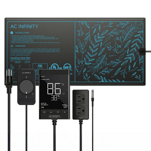 AC Infinity electronic device with control panel and power outlet on a white background