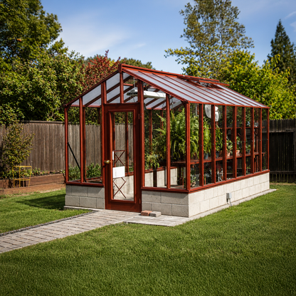 Artisan – Luxury Greenhouse Handcrafted in Redwood with Tall Glass Walls